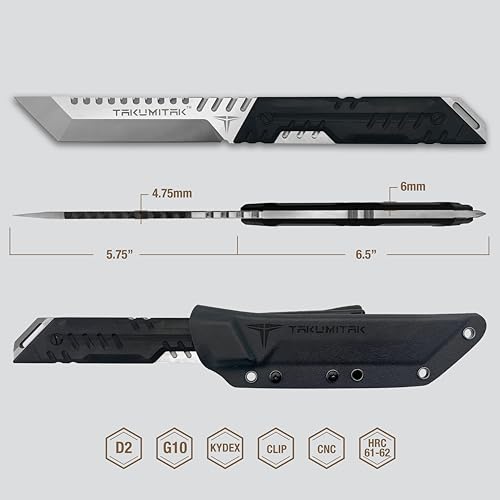 Tactical Knife Hunting Knife Survival Knife D2 Tanto Blade G10 Handle Kydex Sheath Molle Clip Fixed Blade Knives Camping Accessories Camping Gear Survival Kit Survival Gear And Equipment Tactical Gear Hunting Gear EDC Knife EDC Gear 40284 (Silver TKF216SL