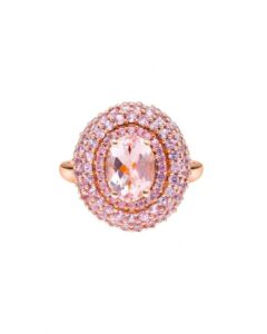 yotreasure 2.07 ct. pink morganite sapphire solid 14k rose gold chunky ring