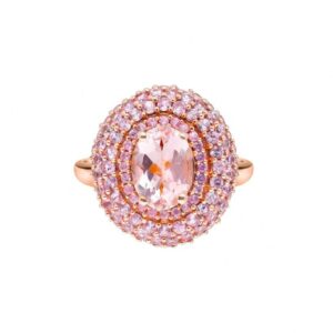 YoTreasure 2.07 Ct. Pink Morganite Sapphire Solid 14K Rose Gold Chunky Ring