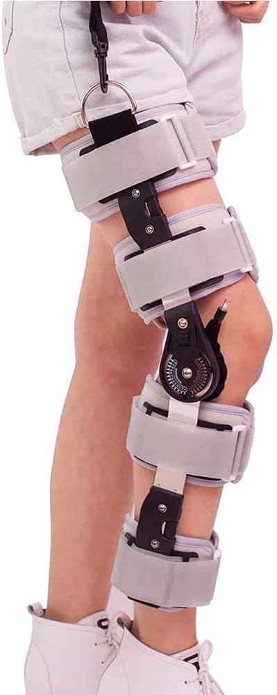 Hinged Knee Brace Support for Protection Orthopedic Hinged Knee Brace Support Adjustable Knee Joint Splint ROM Knee Orthosis Immobilizer Stabilizer Post-Op Arthritis Ligament Injury Protector