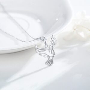 Aututer Bird Necklace Sterling Silver Dove Necklace with Olive Branch Bird Jewelry for Women Teen Dove Gifts for Birthday Halloween Christmas