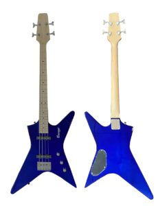 4 string bass short scale bolt on blue