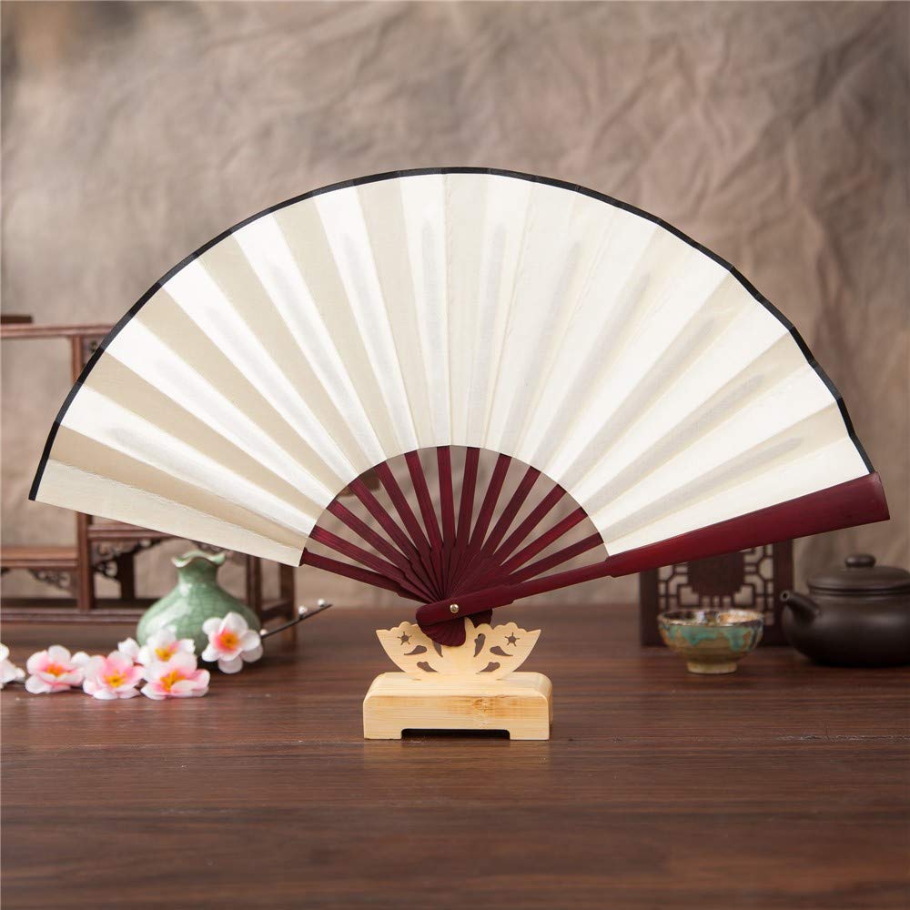 Folding Lace Fan Floral Held Dancing Silk Hand Fan Party Chinese Unisex Wedding Accessory Pasties Reusable Beige