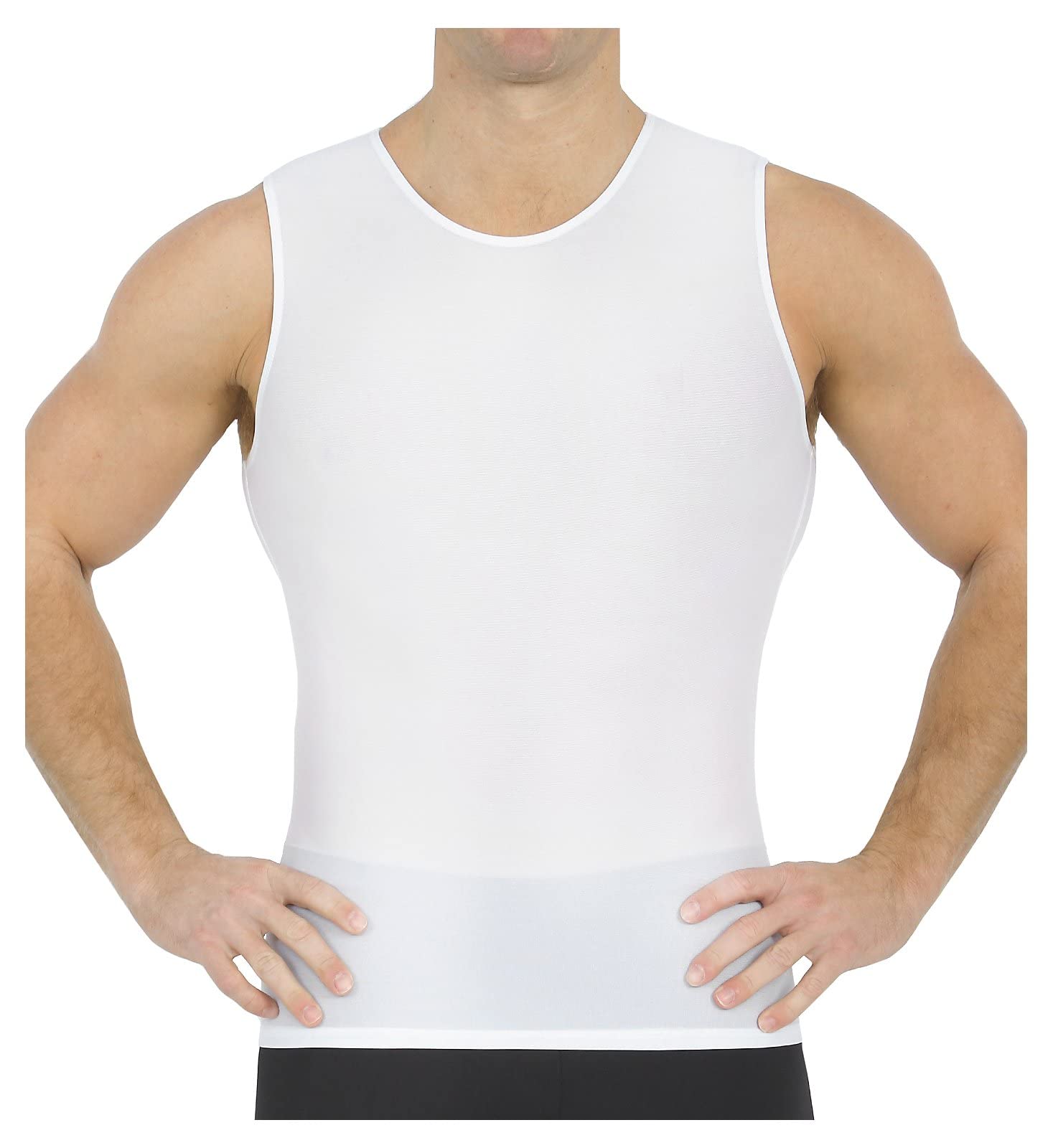 Insta Slim Mens Compression Sleeveless Crew Neck Muscle Shirt- Slimming Body Shaper Undershirt