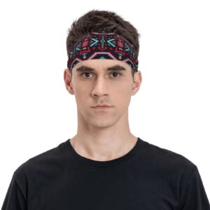 Workout Sports Headband Native Southwest American Aztec Navajo Sweat Absorbing Sweatbands for Biking, One Size