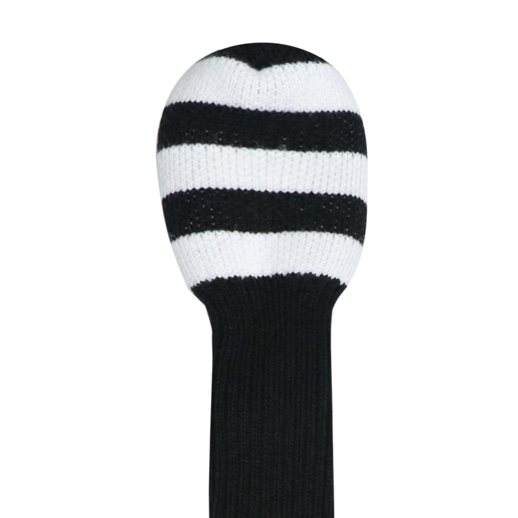 LeFeng 3Pcs Golf Club Covers, Knitted Golf Club Covers for 460cc Driver Fairway Woods and Hybrid Without Pom Pom(White Black Stripes)