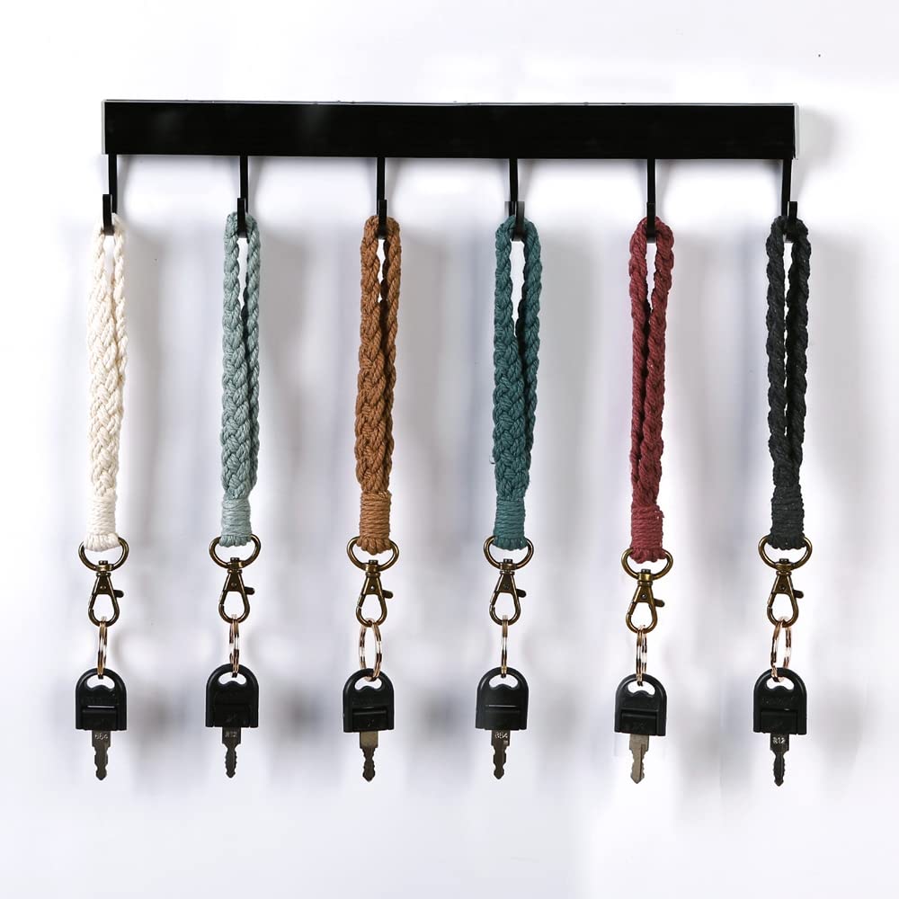 Dannwlot 6pcs Boho Macrame Wristlet Keychain for Women Car Key Holder Lanyard Keyring Strap Wallet Pendant Teacher Mother's Day Gift