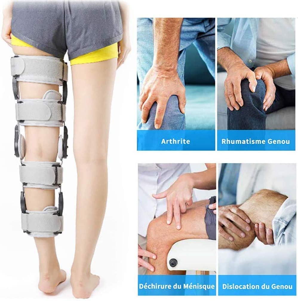 Hinged Knee Brace Support for Protection Orthopedic Hinged Knee Brace Support Adjustable Knee Joint Splint ROM Knee Orthosis Immobilizer Stabilizer Post-Op Arthritis Ligament Injury Protector