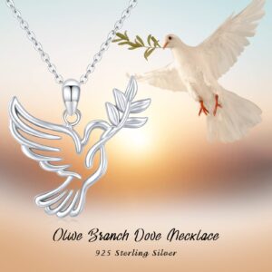 Aututer Bird Necklace Sterling Silver Dove Necklace with Olive Branch Bird Jewelry for Women Teen Dove Gifts for Birthday Halloween Christmas