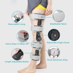 Hinged Knee Brace Support for Protection Orthopedic Hinged Knee Brace Support Adjustable Knee Joint Splint ROM Knee Orthosis Immobilizer Stabilizer Post-Op Arthritis Ligament Injury Protector