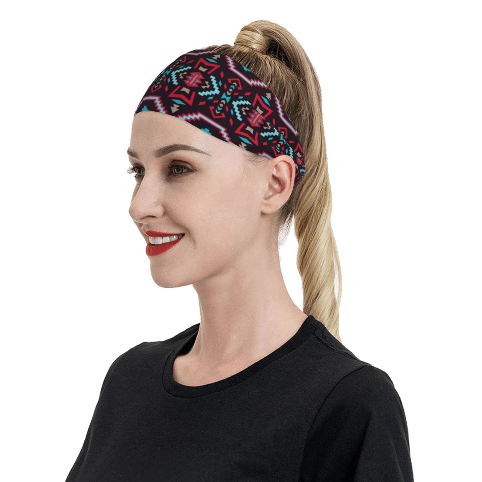 Workout Sports Headband Native Southwest American Aztec Navajo Sweat Absorbing Sweatbands for Biking, One Size