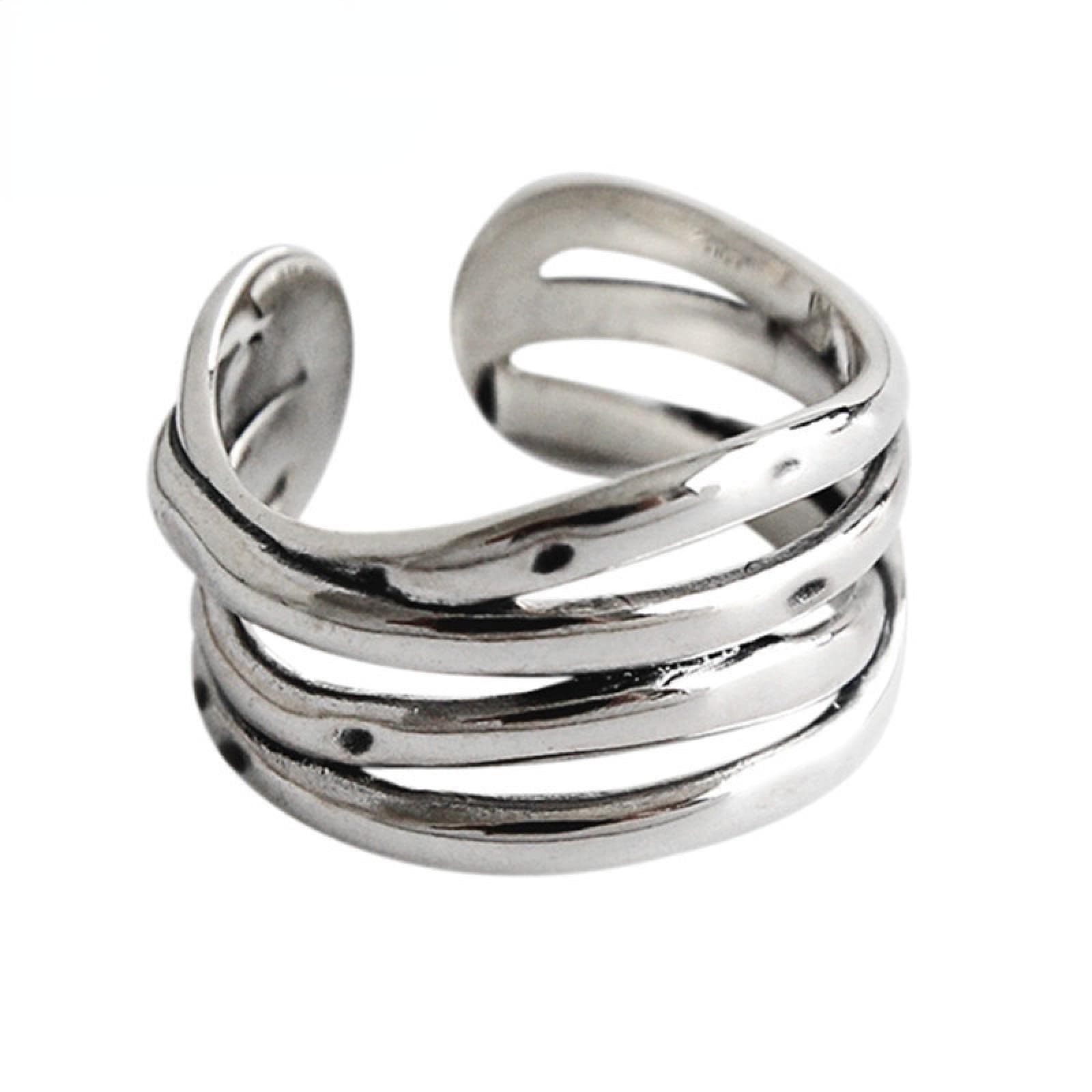 925 Sterling Silver Adjustable Layered Chain Ring, Party Rings For Women