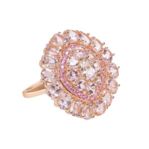 YoTreasure Pink Morganite Sapphire Rose Gold Plated Over 925 Sterling Silver Engagement Ring Jewelry