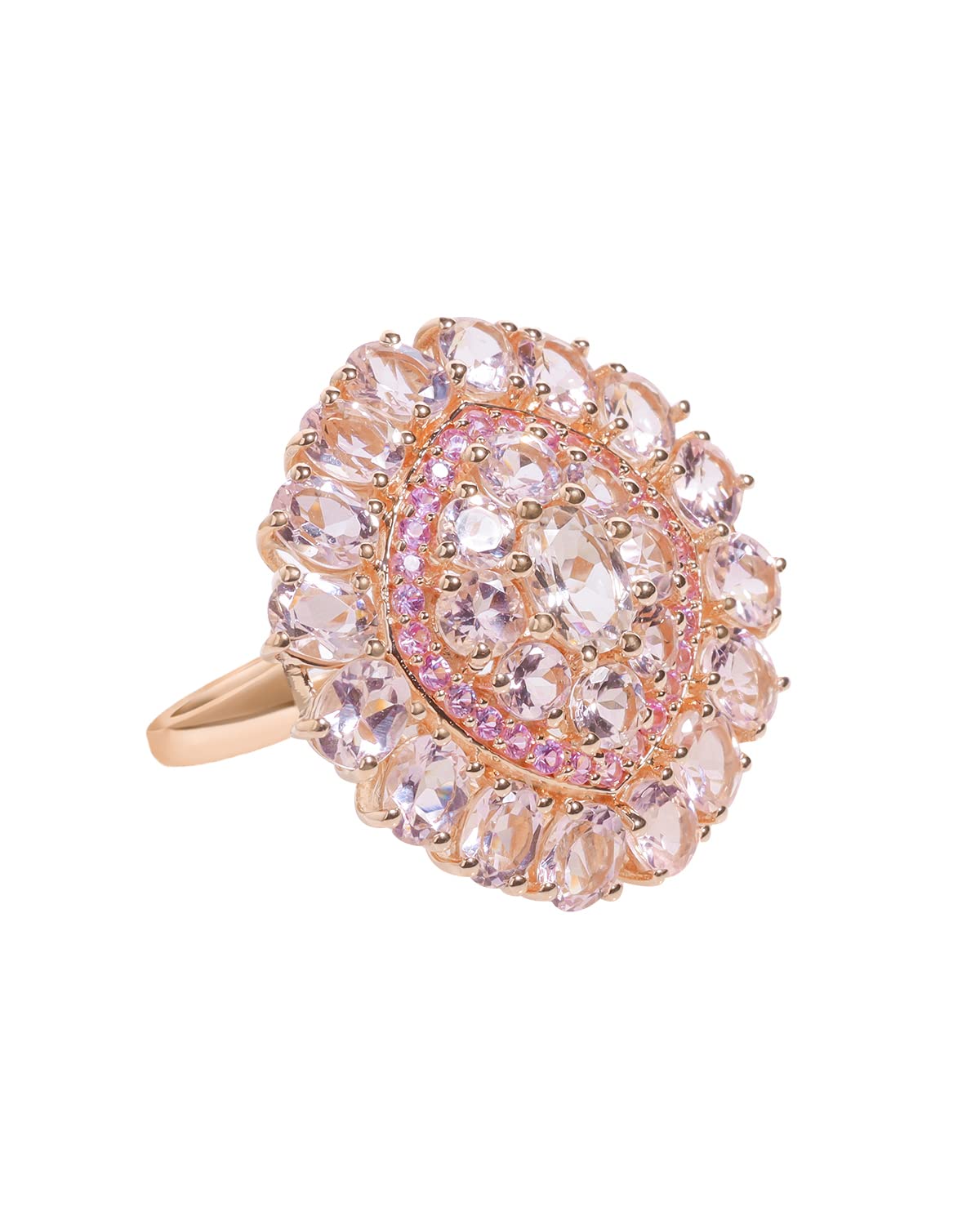 YoTreasure Pink Morganite Sapphire Rose Gold Plated Over 925 Sterling Silver Engagement Ring Jewelry