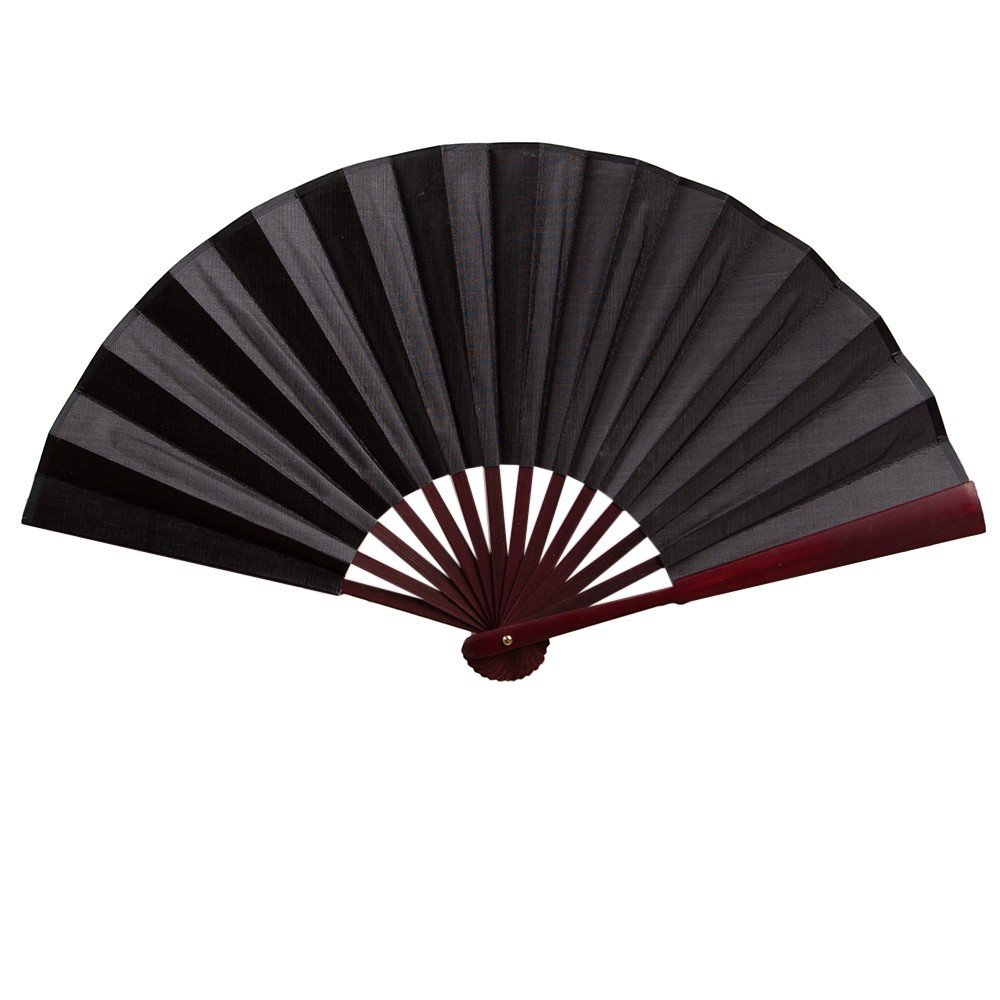 Unisex Silk Lace Wedding Party Fan Hand Held Chinese Dancing Floral Fan Folding Accessory Large Covers Black