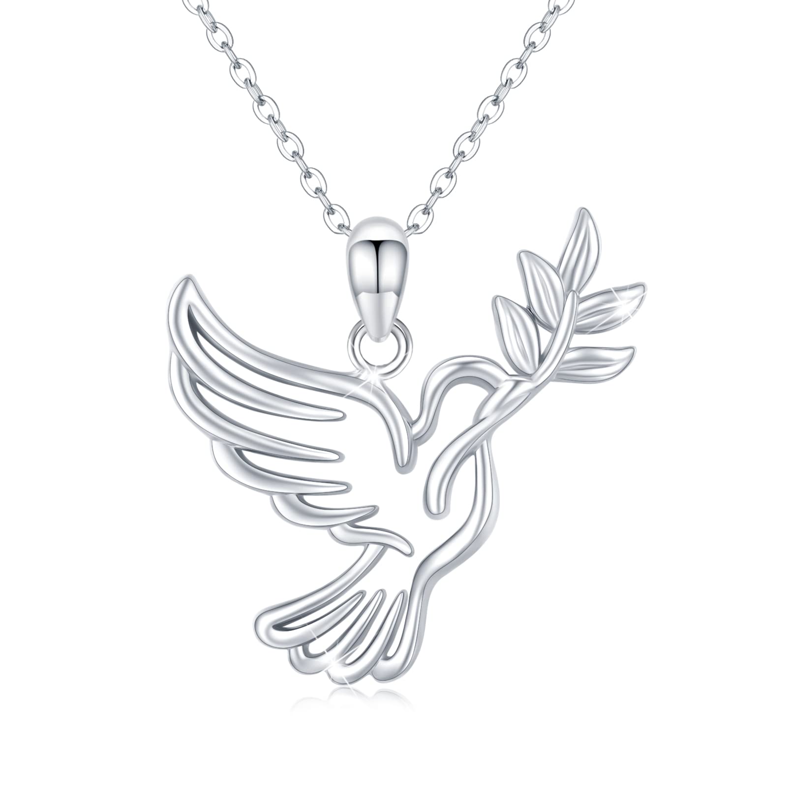 Aututer Bird Necklace Sterling Silver Dove Necklace with Olive Branch Bird Jewelry for Women Teen Dove Gifts for Birthday Halloween Christmas