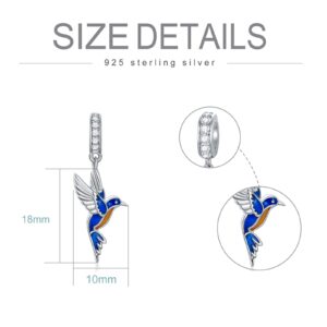 SLIACETE Hummingbird Dangle Charms for Bracelets 925 Sterling Silver Hummingbird Jewelry Birthday Gifts for Women Wife Mom Girlfriend