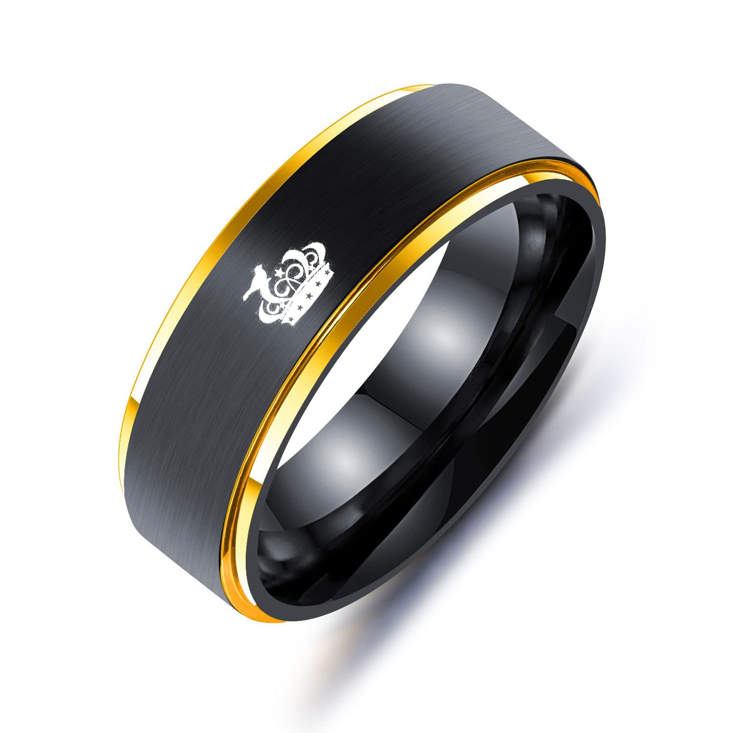 Personalized Matching Rings for Couples His Queen&Her King,Engraved King and Queen Rings for Couples Set Stainless Steel Black Wedding Engagement Bands Promise Rings for Him and Her Couples Anniversary Valentine's Jewelry (Black)