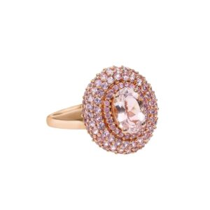 YoTreasure 2.07 Ct. Pink Morganite Sapphire Solid 14K Rose Gold Chunky Ring