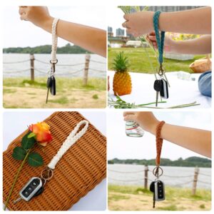 Dannwlot 6pcs Boho Macrame Wristlet Keychain for Women Car Key Holder Lanyard Keyring Strap Wallet Pendant Teacher Mother's Day Gift