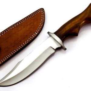 Nooraki - 12" Premium Handmade 440c Stainless Steel Bowie knife with leather sheath Razor Sharp, Multipurpose Knife with Rose Wood Handle for Everyday Carry, Camping, Hunting