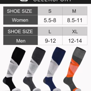 CS CELERSPORT 2 Pack Merino Wool Men's Ski Socks with Full Cushion, Winter Warm Thermal Socks for Skiing Snowboarding, Black + Navy Blue, X-Large