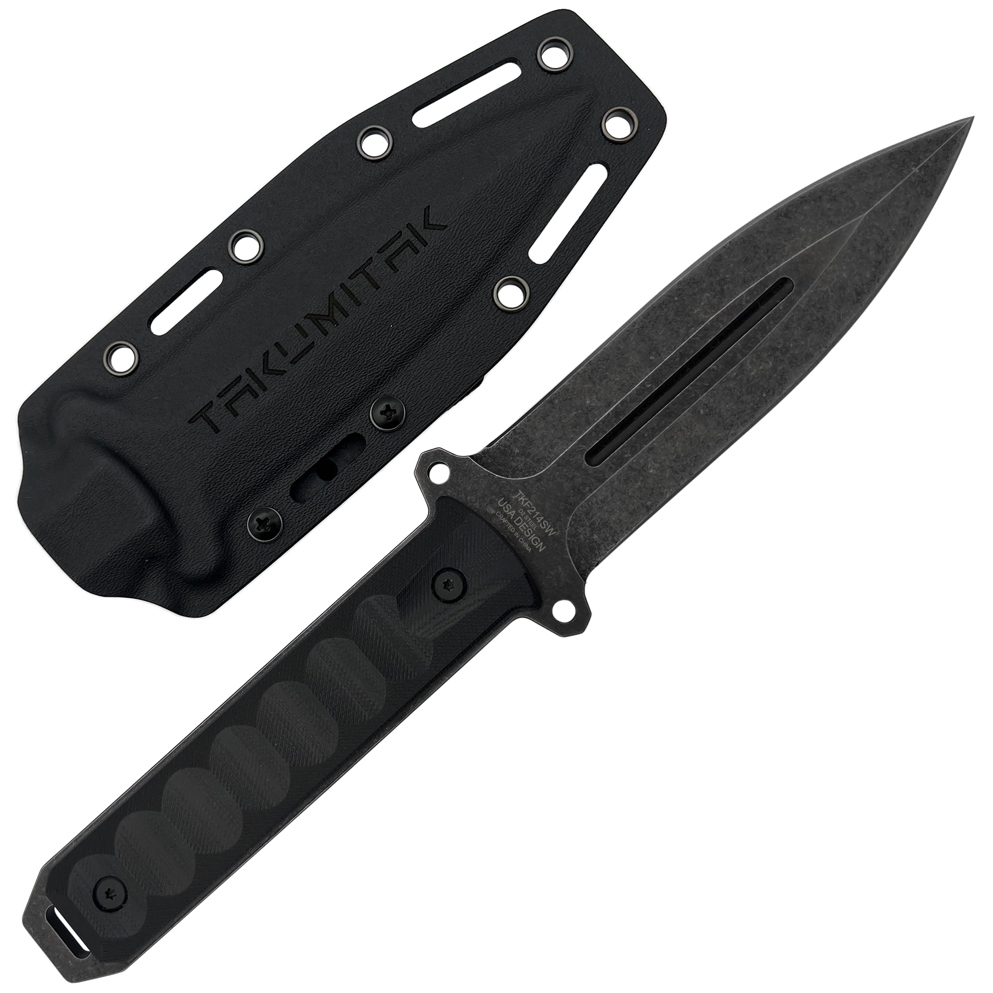 Tactical Knife Hunting Knife Survival Knife D2 Spear Point Blade G10 Handle Kydex Sheath Molle Clip Fixed Blade Knives Camping Accessories Camping Gear Survival Kit Survival Gear And Equipment Tactical Gear Hunting Gear EDC Knife EDC Gear 40246 (Stonewash