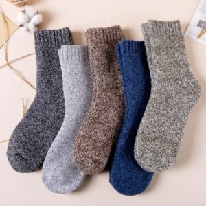 Mens Heavy Thick Wool Socks - Soft Warm Comfort Winter Crew Socks (Pack of 3/5),Multicolor,One Size 7-12