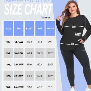 COOTRY Plus Size Workout Tops for Women Long Sleeve Shirts Breathable Dry Fit Athletic Gym Yoga Clothes Gray 2XL