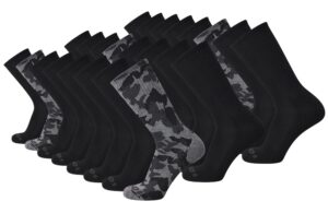 and1 men's socks - athletic cushion crew socks (24 pack), size 6-12.5, black camo