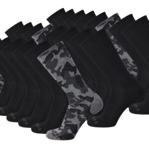 AND1 Men's Socks - Athletic Cushion Crew Socks (24 Pack), Size 6-12.5, Black Camo