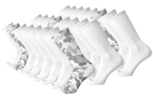 and1 men's socks - athletic cushion crew socks (24 pack), size 6-12.5, white camo