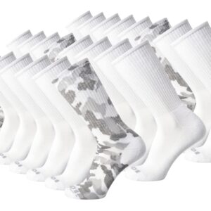 AND1 Men's Socks - Athletic Cushion Crew Socks (24 Pack), Size 6-12.5, White Camo