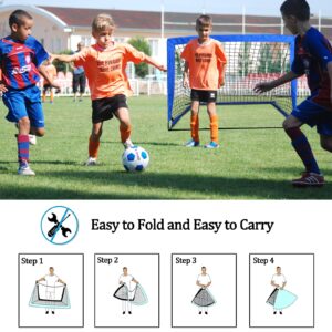 Soccer Goals for Backyard, Portable Soccer Net Set of 2, 4' x 3' Indoor Pop Up Soccer Goal, Soccer Training Equipment with 8 Training Cones, Carry Bag and Soccer Ball