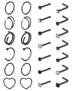 tokring 20g black nose rings hoops studs surgical steel piercing jewelry for women men