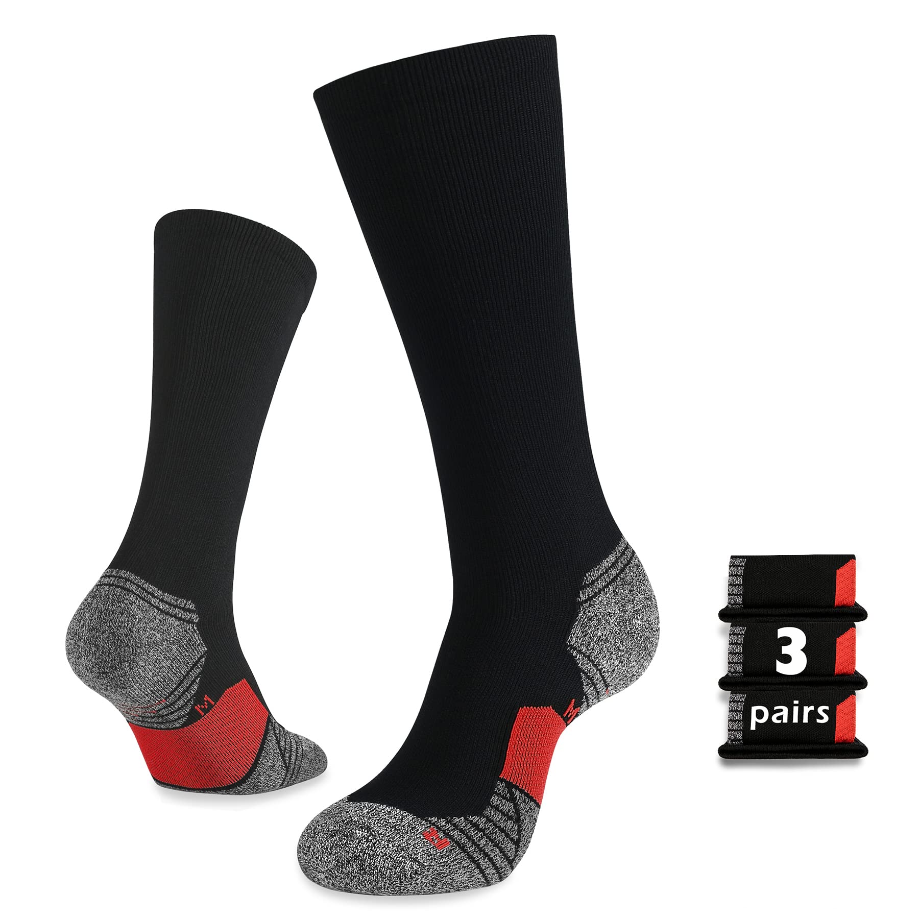 WANDER 3 Pairs Men's Athletic Run Cushion Over-the-Calf Tube Socks