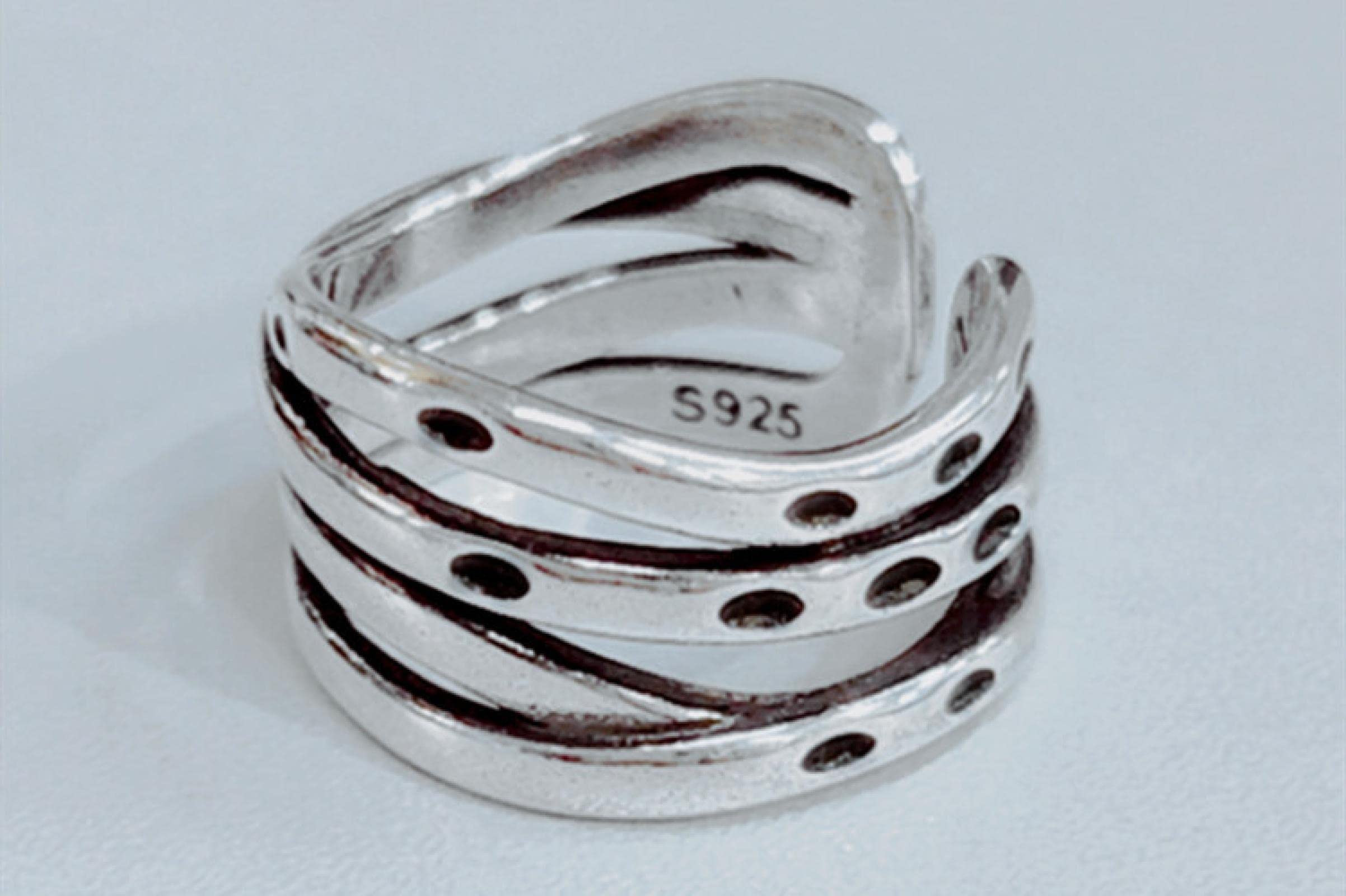 925 Sterling Silver Adjustable Layered Chain Ring, Party Rings For Women