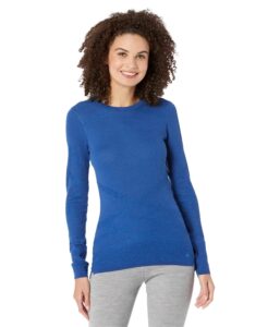 smartwool women's intraknit thermal merino wool base layer crew (slim fit), blueberry hill, medium