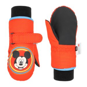 disney mickey mouse toddler mittens ages 2-4, waterproof toddler gloves, mickey kids snow mittens, 3m thinsulate gloves