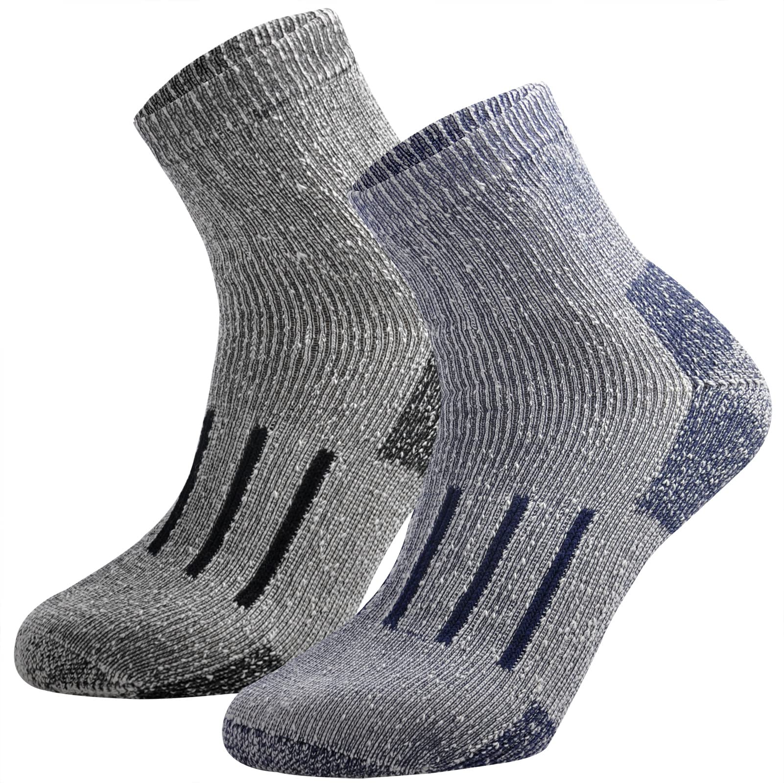 JORMATT Merino Wool Ankle Hiking Socks Men Outdoor Women Low Cut Camping Thermal Warm Cushioned Quarter Sock 2 Pairs, Mens Shoe Size 7-12