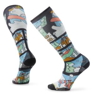 Smartwool Ski Winter Adventure Print Targeted Cushion Merino Wool Over The Calf Socks For Men and Women, Multi Color, Large