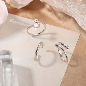 Jstyle 925 Sterling Silver Open Toe Rings Set for Women Adjustable Rainbow Moonstone Band Tail Ring Women Beach Foot Jewelry Set