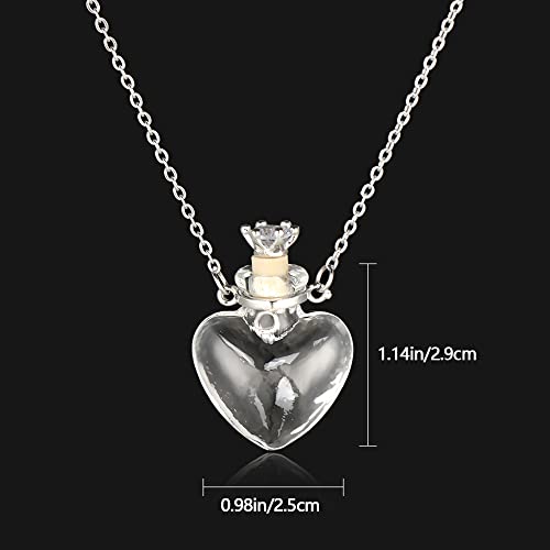 1PC Clear Heart Vial Perfume Bottle Necklaces Stainless Steel Chain Make a Wish blood vial necklace Women Jewelry