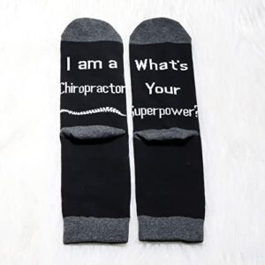 JNIAP Chiropractor Socks New Chiropractor Gifts Chiropractic Student Graduation Gifts 2 Pair Chiropractor Crew Socks for Men Novelty Socks(BLACK)