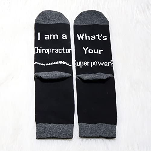 JNIAP Chiropractor Socks New Chiropractor Gifts Chiropractic Student Graduation Gifts 2 Pair Chiropractor Crew Socks for Men Novelty Socks(BLACK)