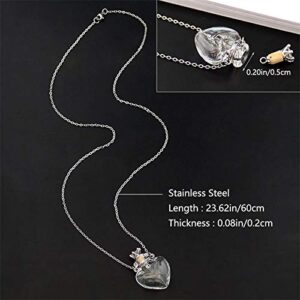 1PC Clear Heart Vial Perfume Bottle Necklaces Stainless Steel Chain Make a Wish blood vial necklace Women Jewelry