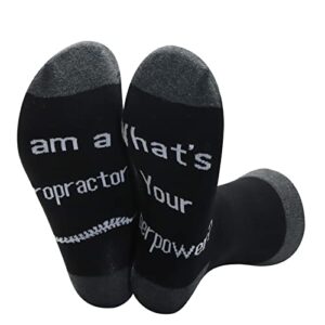 jniap chiropractor socks new chiropractor gifts chiropractic student graduation gifts 2 pair chiropractor crew socks for men novelty socks(black)