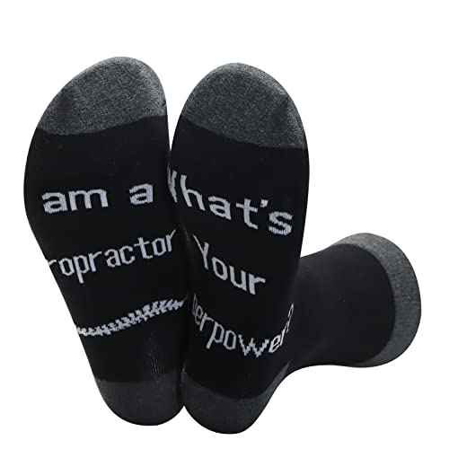 JNIAP Chiropractor Socks New Chiropractor Gifts Chiropractic Student Graduation Gifts 2 Pair Chiropractor Crew Socks for Men Novelty Socks(BLACK)