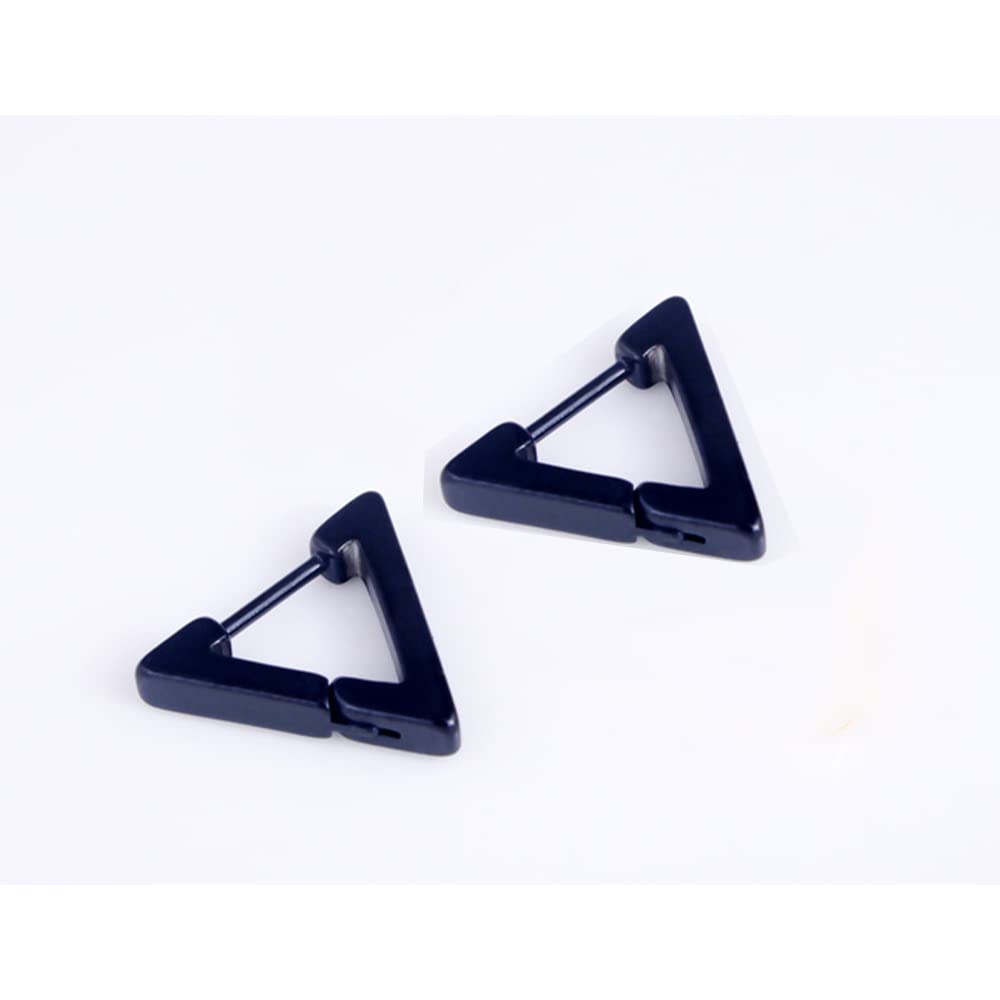 ZHOUMEIWENSP Men's Women Gothic Punk Black Stainless Steel Triangle Shape Design Hoop Earrings (Black)