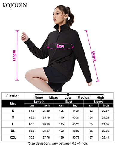 KOJOOIN Womens Long Sleeves 1/4 Zip Pullover Golf Polo Shirts Sports Athletic Shirts(Black L)